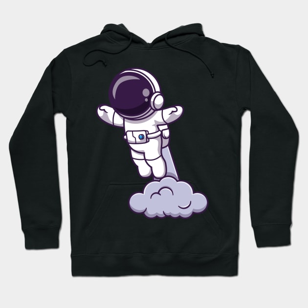 Astronaut Launching On Space Cartoon Hoodie by Catalyst Labs